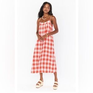 Show Me Your Mumu Women’s Gingham Dress Red White Oasis Plaid Sleeveless S, M